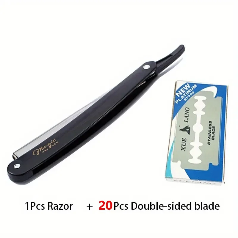 Vintage manuell barberhøvel for menn, klassisk barbershop-høvel med 10 blader, perfekt for barbering, stell og hårstyling: Gull