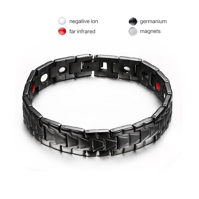 Vnox saluto E Bellezza Braccialetto Braccialetti Nero Catena in Acciaio Inox Magnete Germanio Regolabile 3 di colore