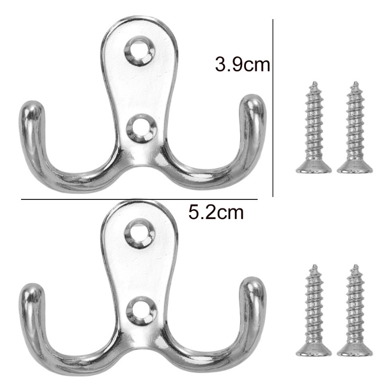10/2pcs Coat Hooks Wall-Mounted 2 Hole Towel Hanger For Coats Hat Clothing Home Storage Hook Wall Hook Towel Hanger for Hardware