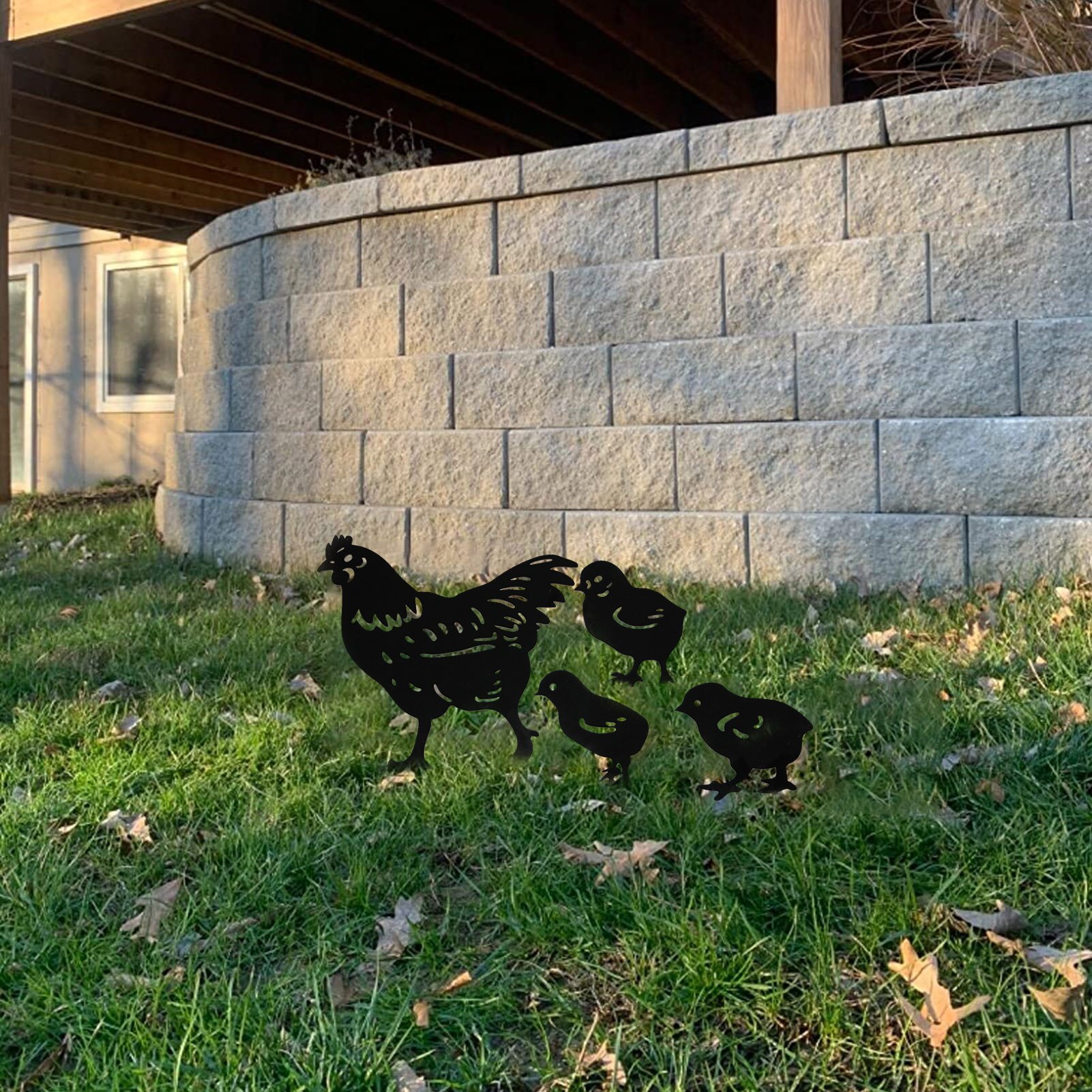 Kip Yard Art Outdoor Tuinbeelden Achtertuin Gazon Stakes Metalen Hen Yard Decor Tuin Acryl Standbeelden Decor Ornament