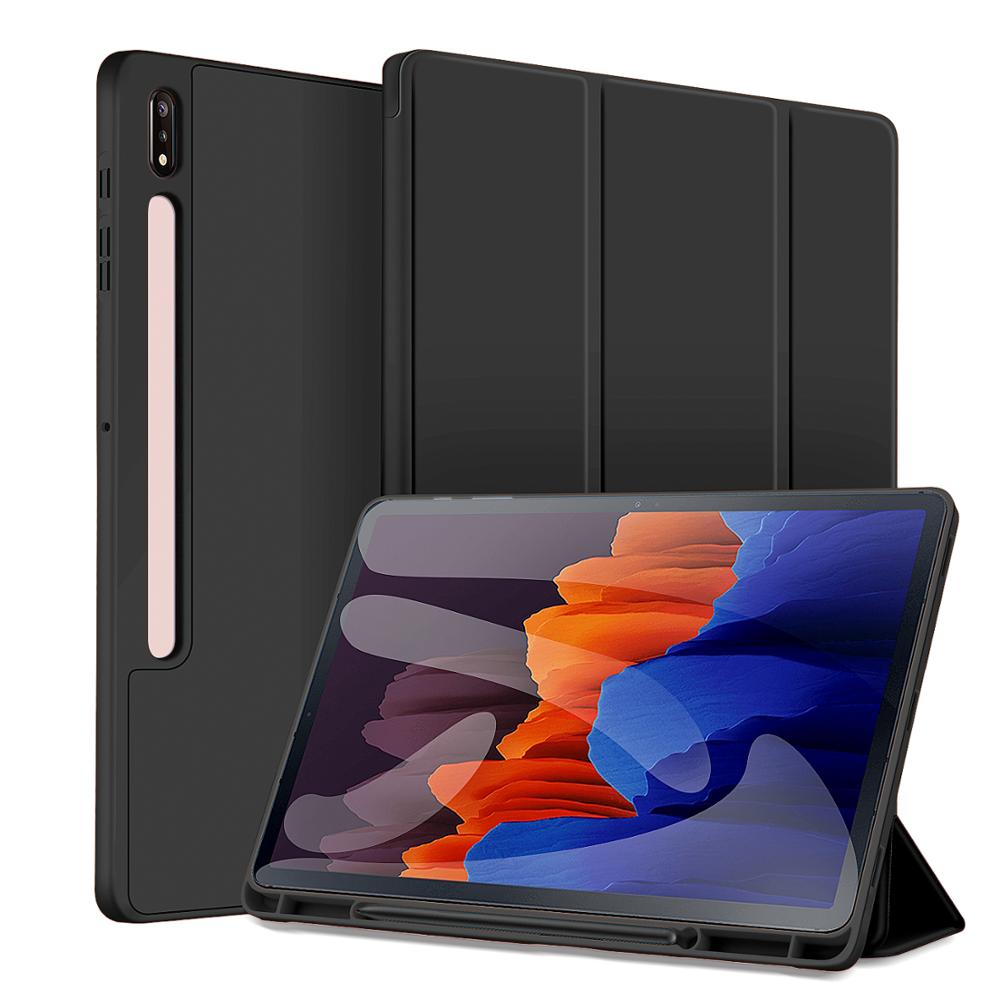 For Samsung Galaxy Tab S7 FE LTE 12.4&quot; PLUS case for Samsung Tab S7 11 Case with Pencil holder S8 PLUS 12.4 Cover Auto Sleep: Black / S8 Ultra 14.6
