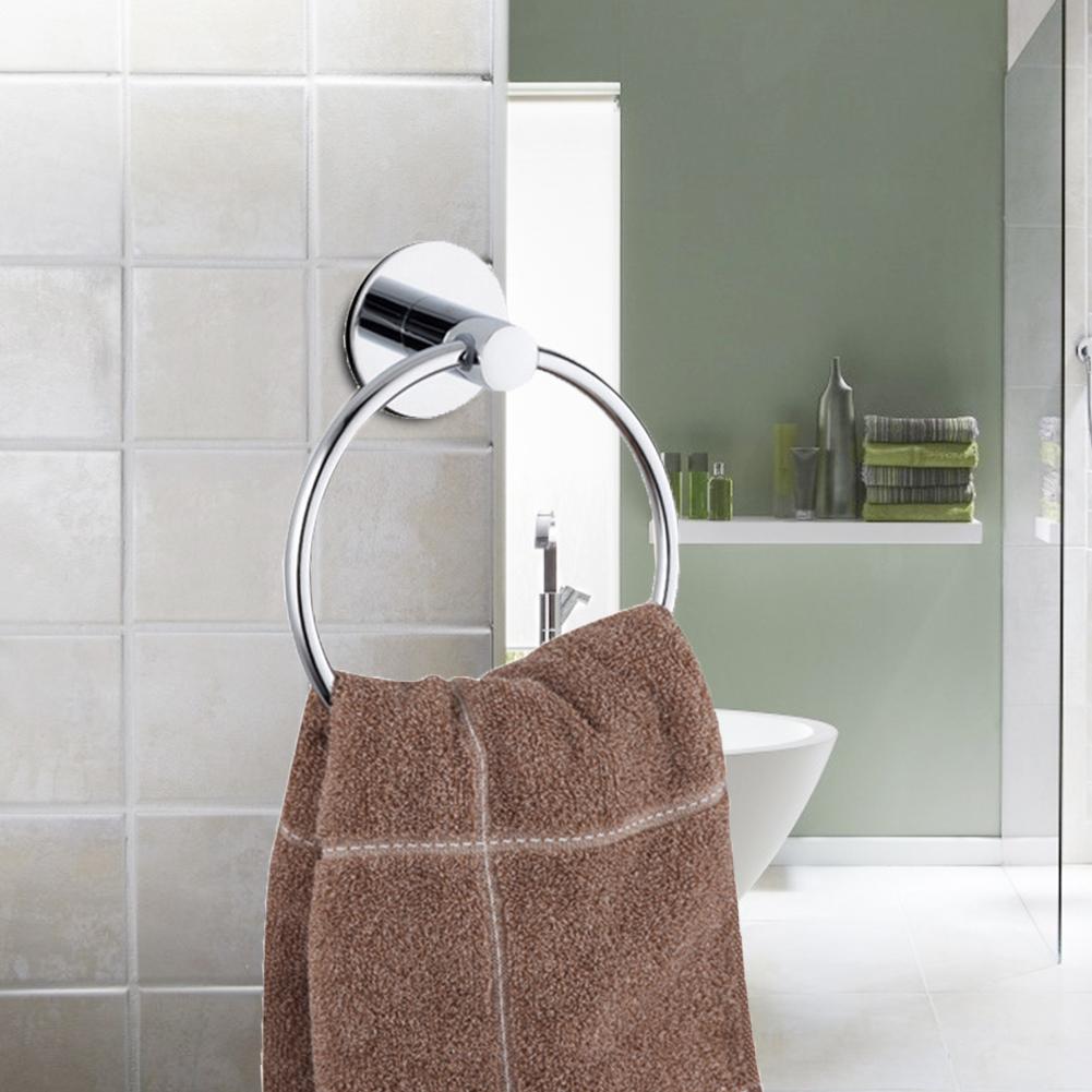 Anti-rust håndklæde ring rustfrit stål væghængende rack glat tøjholder badeværelse supporter hardware tilbehør