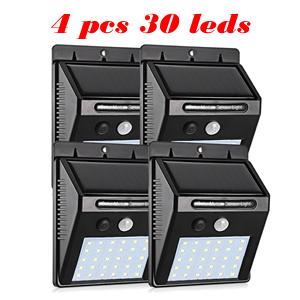 2/4 STUKS 30 LED Waterdichte Solar Buitenlamp Outdoor Lamp Motion Sensor Detector Muur Light Path Garage Patio Verlichting beveiliging Nig: YX03-30-3M-I-4pcs