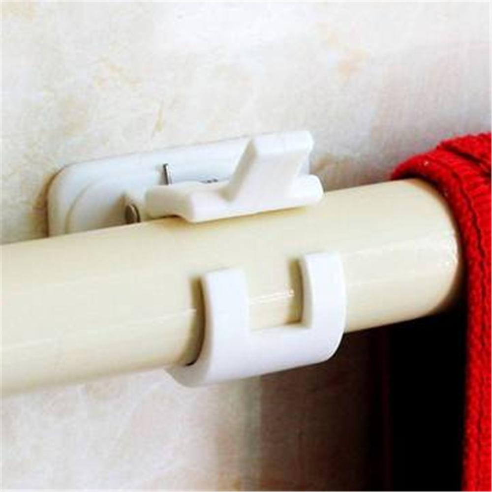 2Pcs Portable Clothes Rail Closet Rail Curtain Rod Shower Curtain Closet U-Shaped Rod Closet Pole Sockets Flange End Supports 3