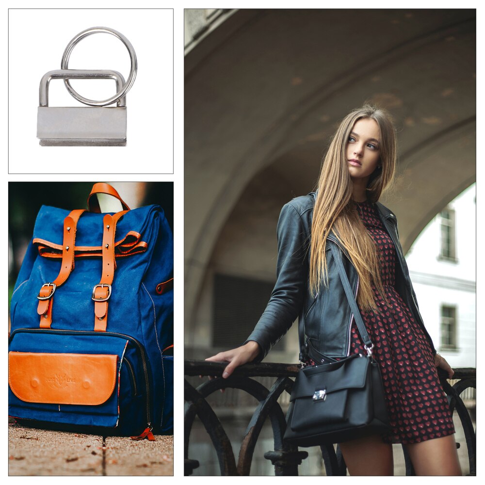 50Pcs Diy Stof Sleutelhanger Fob Polsbandje Met Key Ring Voor Lanyard Bagage Riem Accessoires (25Mm, zilver)