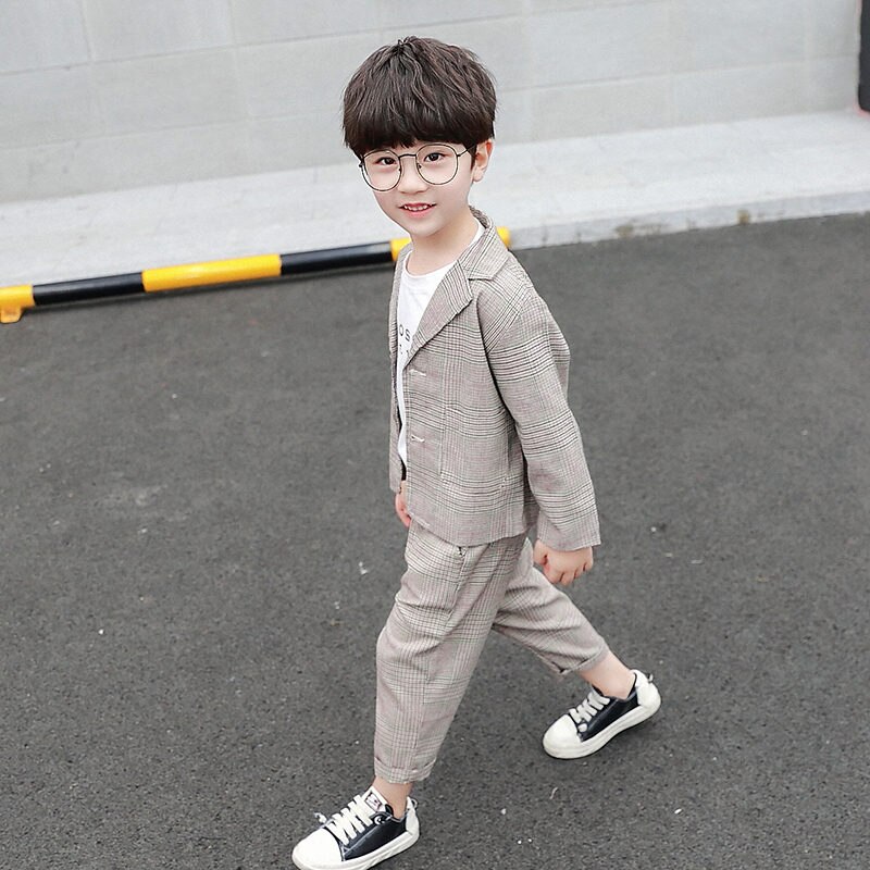 Bruiloft Kids Smoking Pak Voor Baby Jongens Peuter Jongen Blazer Jas + Broek 2 Stuks Set Kinderen Mannelijk Kind Past voor Jongen 2-9 Jaar