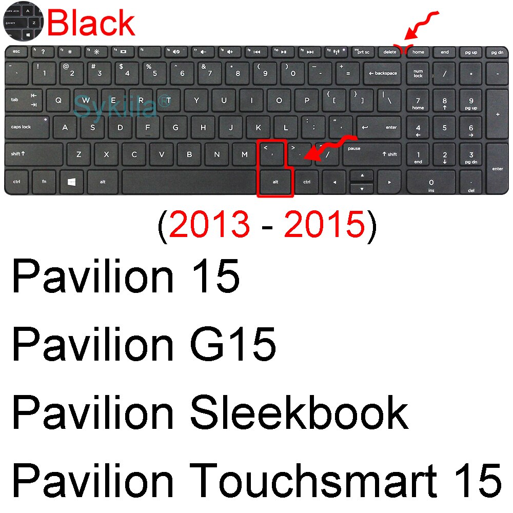 Cubierta de teclado para HP Pavilion 15, funda protectora de silicona, Accesorios para ordenador portátil, CB 15-CC 15-CD 15-Ck 15-CX 15-AB 15-AU: Black 2013-2015