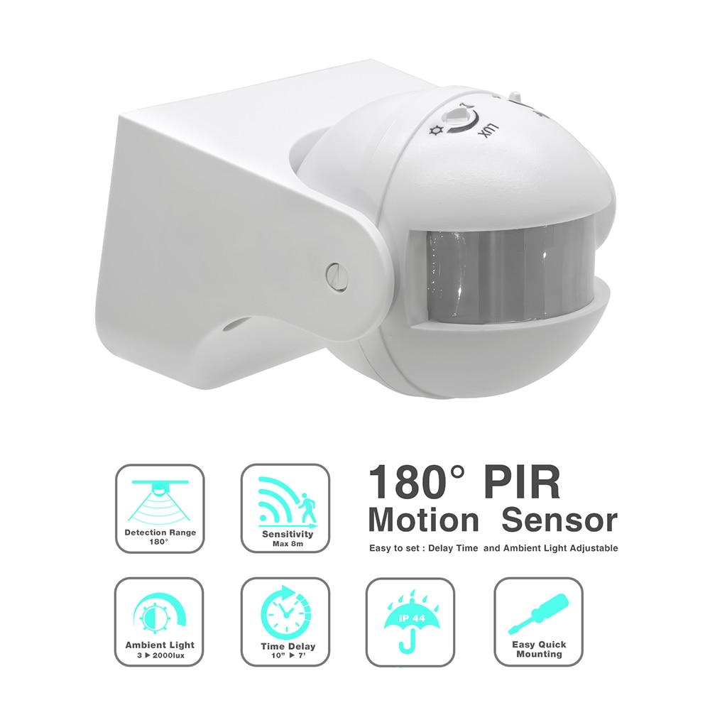 110V ~ 220V 50/60Hz 180 Graden Outdoor IP44 Beveiliging Pir Infrarood Motion Sensor Switch Beweging Detector (ET039)