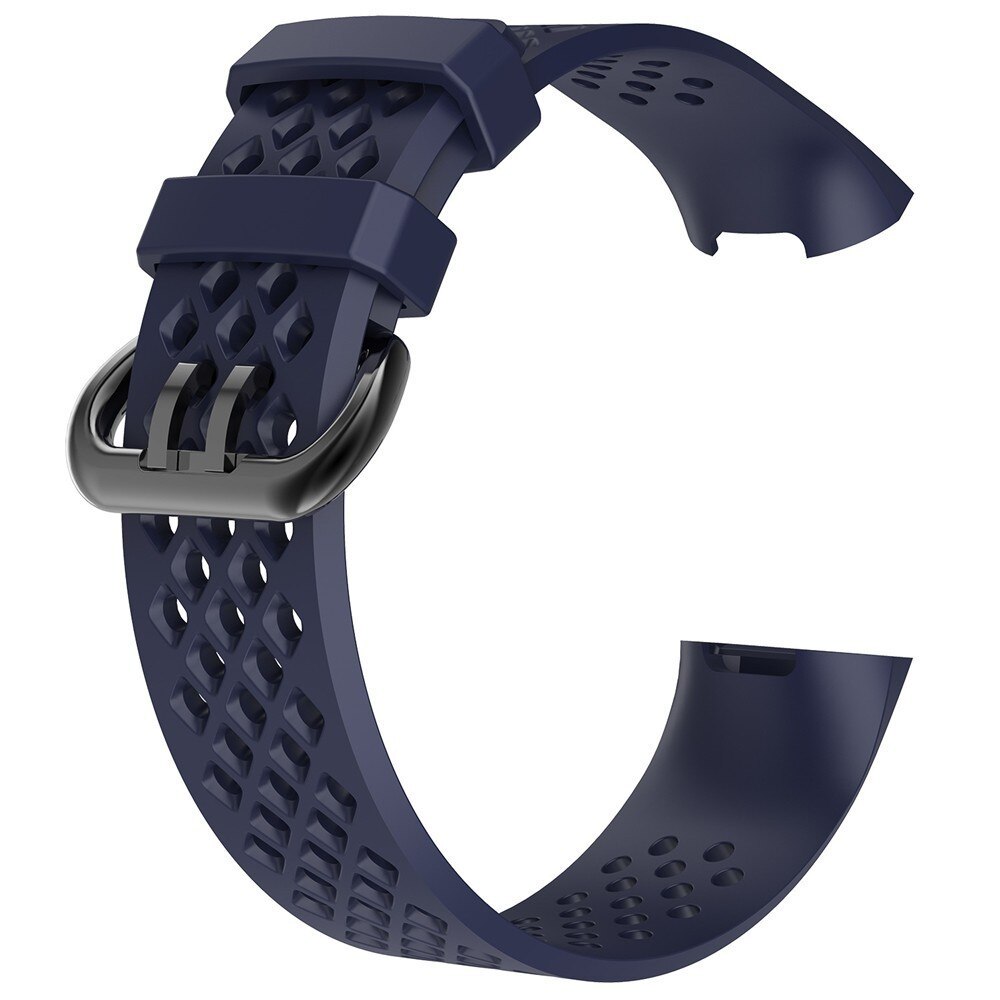 Erstatningsbånd til fitbit charge 3 rem silikonebånd til fitbit charge 4 åndbar urrem til fitbit charge 4/3 bånd: Blå / S (140-180) mm