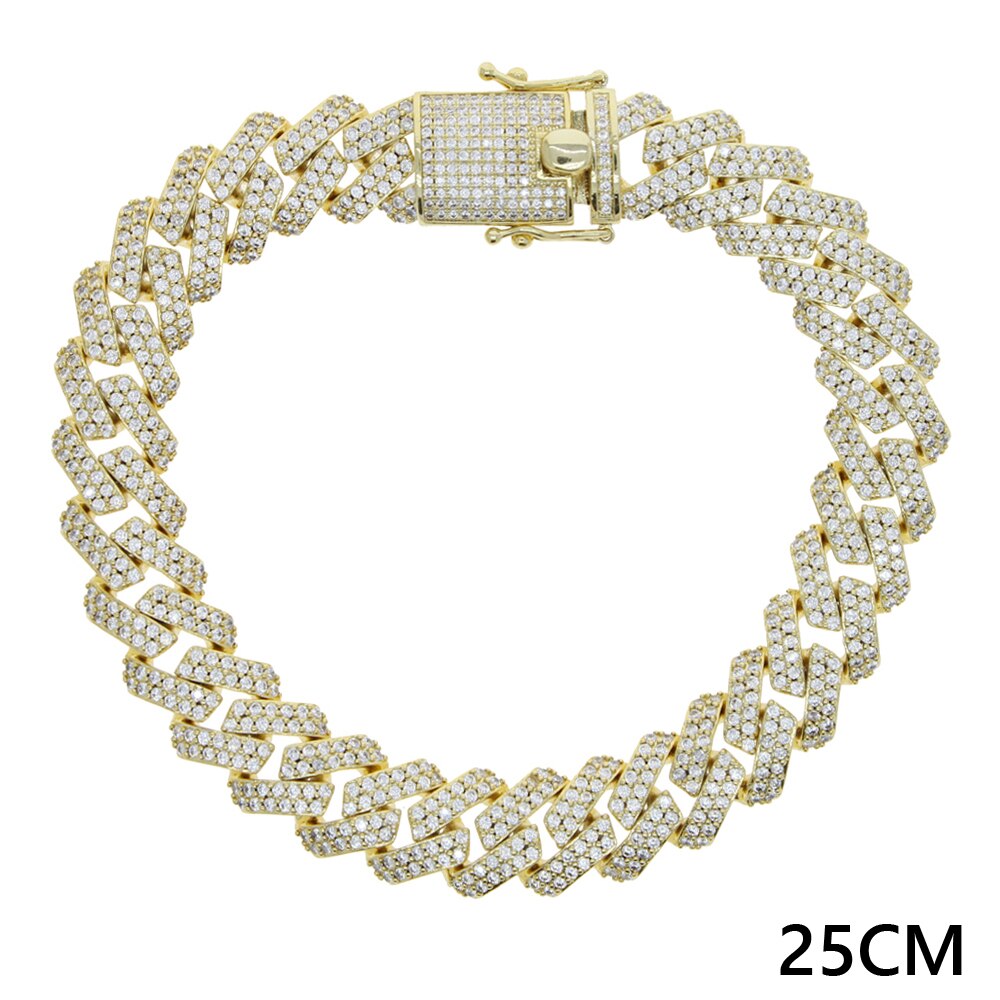 Parking Cz Baguette Anklet Hip Hop Punk For Wonem Jewelry 12mm Iced Out Cubic Zircon Miami Curb Cuban Link Chain Anklets: Gold 25CM