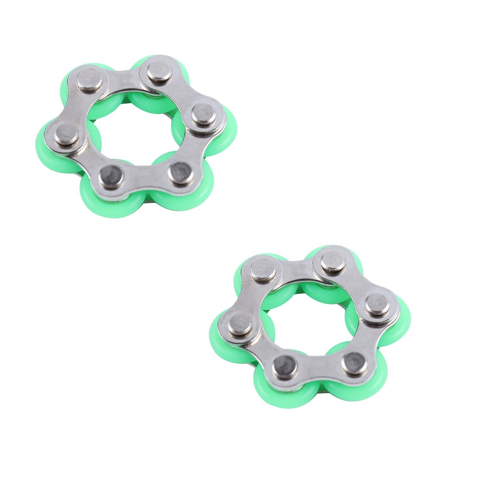 2pc Bike Chain Fidget Toys Bicycle Chain Stress Relief Toys Autism Stress And Anxiety Relief Toys Anti Stress Magnetische Ringen: Green 