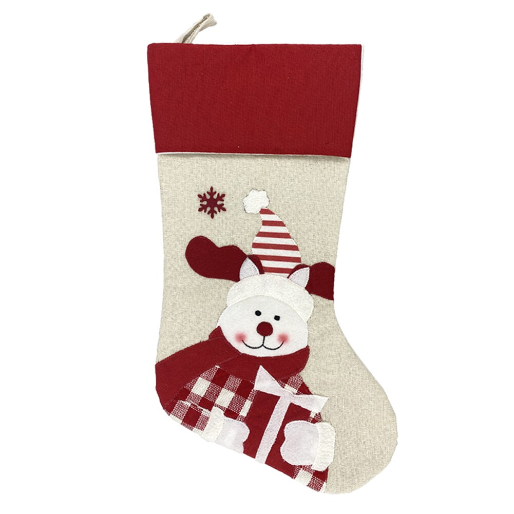 Kinderen kerst non-woven kerstsok kerstman patroon snoepzak kerstversiering: C