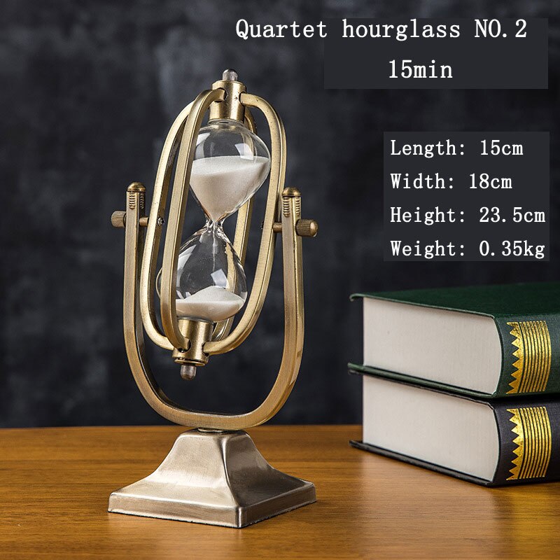 15min Square Frame Simple Hourglass Metal Rotating Hour Glass Office Desktop Decor Kitchen Timer Yoga Sand Clock Xmas Timer: 15x8x23.5cm 15min