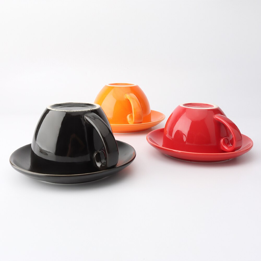 Tasse à café Cappuccino à Large bouche, grande capacité, en céramique, Latte, ensemble de soucoupes, concentré italien 240ml