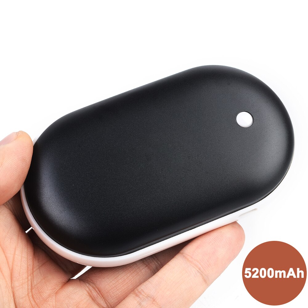 Portátil 5200mAh USB recargable 2 en 1 calentador de manos eléctrico banco de energía de invierno rápido de doble cara de calefacción