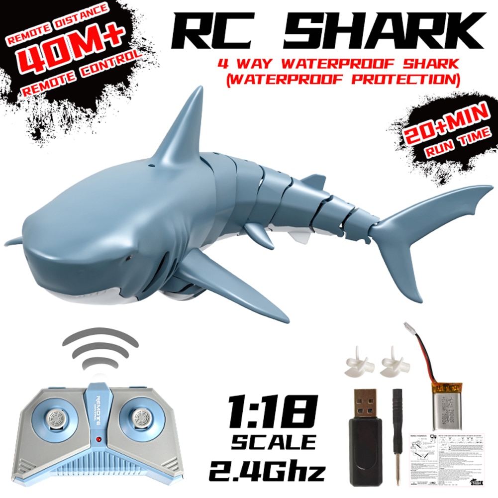 Afstandsbediening Shark 2.4G Elektrische Simulatie Rc Vis 20 Minuten Oplaadbare Batterij Water Zwembad Kinderen Speelgoed