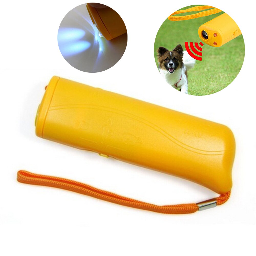 Stop Bark Obedience LED Pet Training Machine Ultrasonic Dog Repeller Dog Training Device Yellow Plastic 130*26*40mm Anti Attack