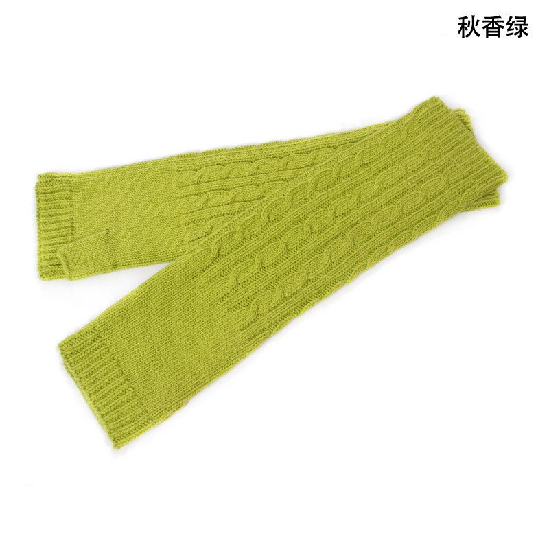 Ensfarget håndstrikkede damehansker håndledd langarm varmere vinter fingerfri strikkevott: Gress grønt