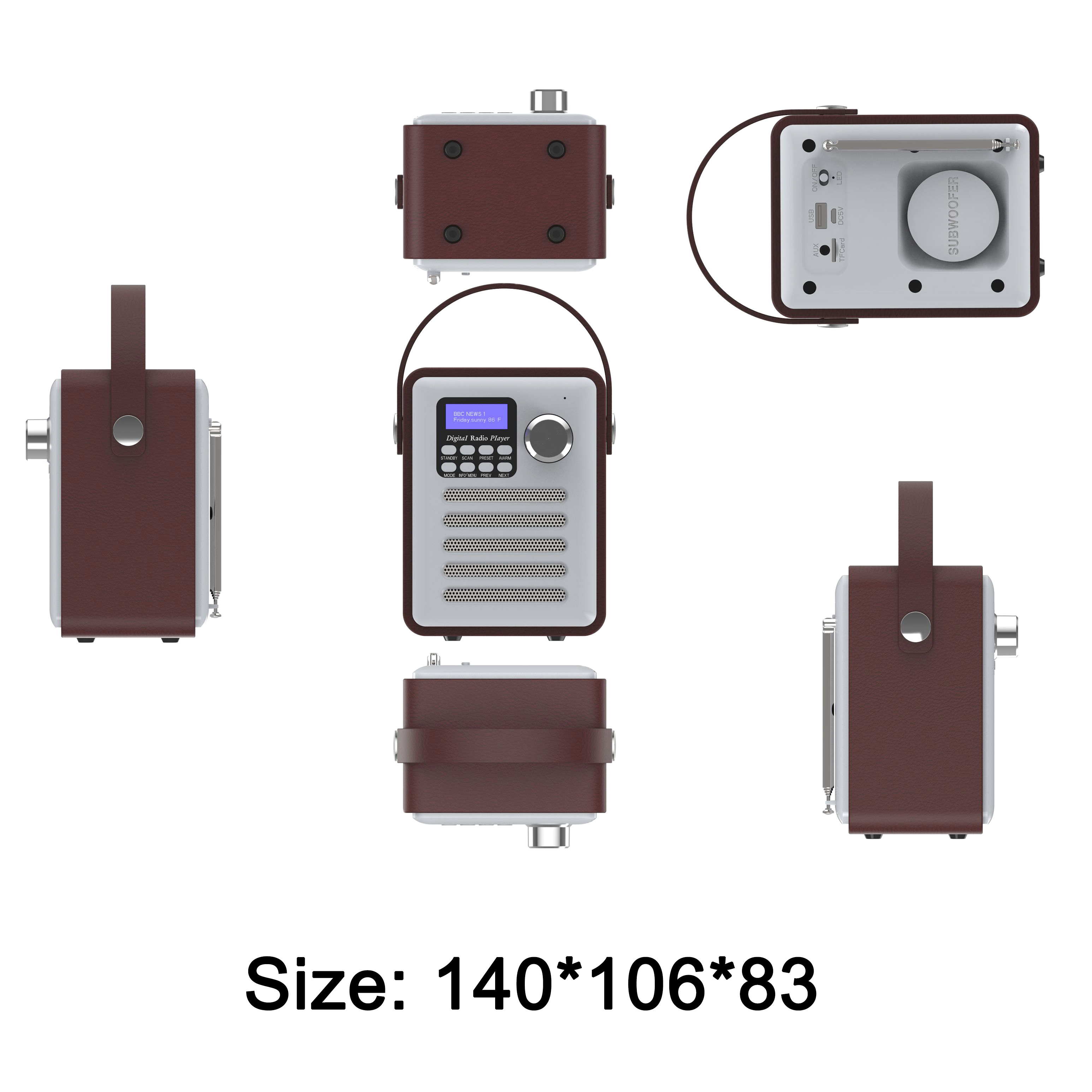 Bluetooth 4.2 Wooden DAB Radio Digital DAB/DAB+ FM Wi-Fi Speaker Bluetooth Wireless Radio FM/TF Card/U Disk/Alarm Clock