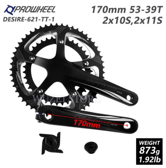 PROWHEEL Road Bike Hollow Double Sprockets Crankset 50T-34T 53T-39T 170mm Crank 110/130 BCD Bottom Bracket Chainwheel Axis Parts