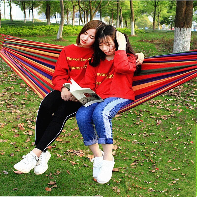 rainbow Outdoor Leisure Single canvas Hammocks Ultralight Camping Hammock with backpack