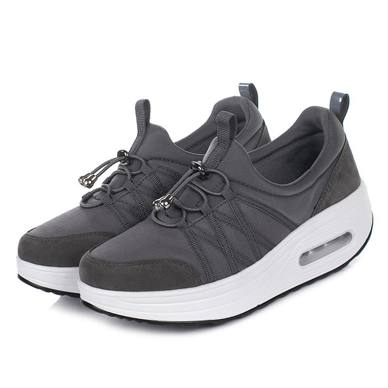 EOFK Neue Qood Frauen lässig Turnschuhe Schuhe Frau Wohnungen Plattform Elastische Schaukel Grau Schuhe: Grau / 9