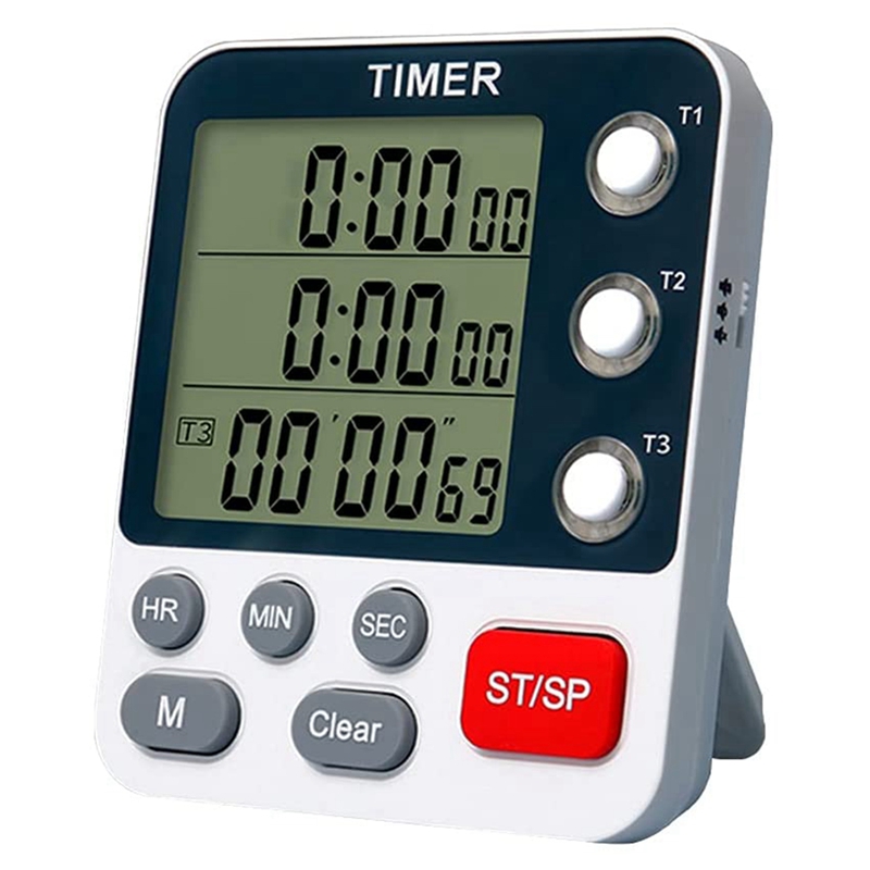 Digital Dual Kitchen Timer,3 Channels Count UP/Down Timer,Cooking Timer,Large Display,Loud Volume Alarm And Flashing
