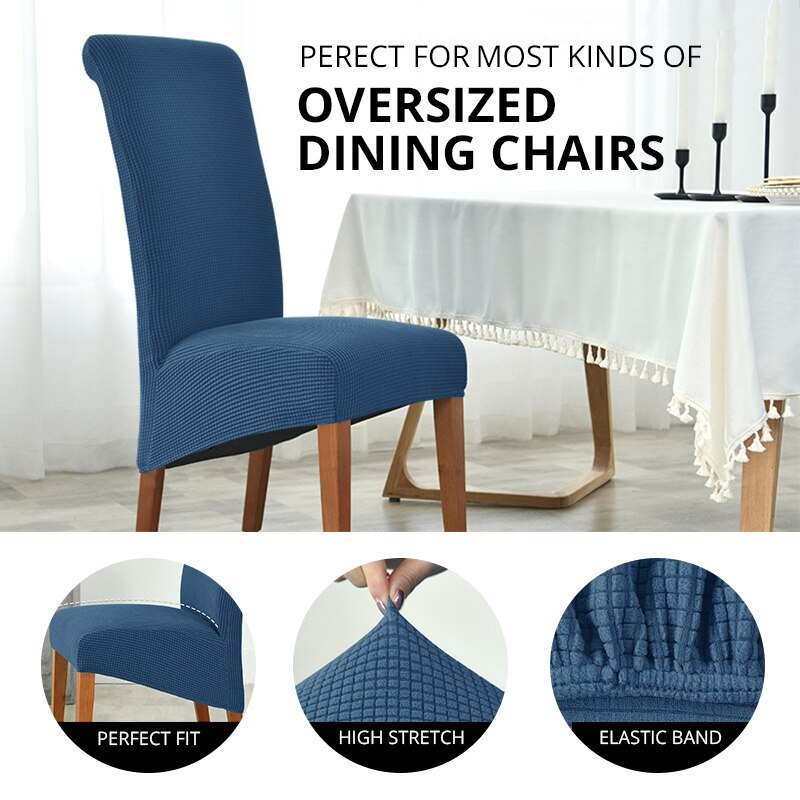 Jacquard XL Dining Chair Cover Extra Large Elastic Stretch Case for Chairs Spandex Long Back Chair Slipcover Kitchen
