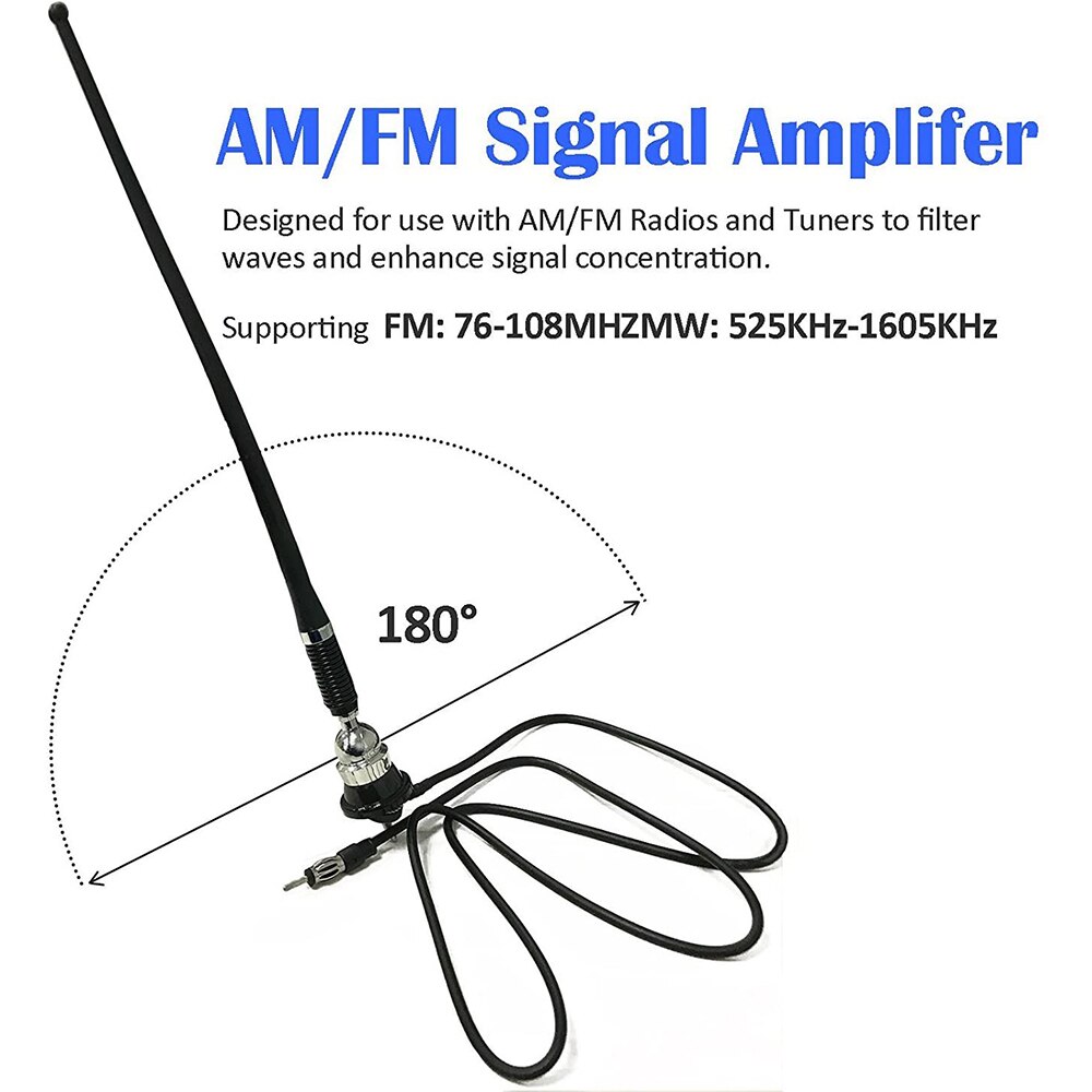 16.9 tommers bil fm er radioantenne, fleksibel mastantenne universell vingefeste signal antenne antenne med antenne forlengelseskabel