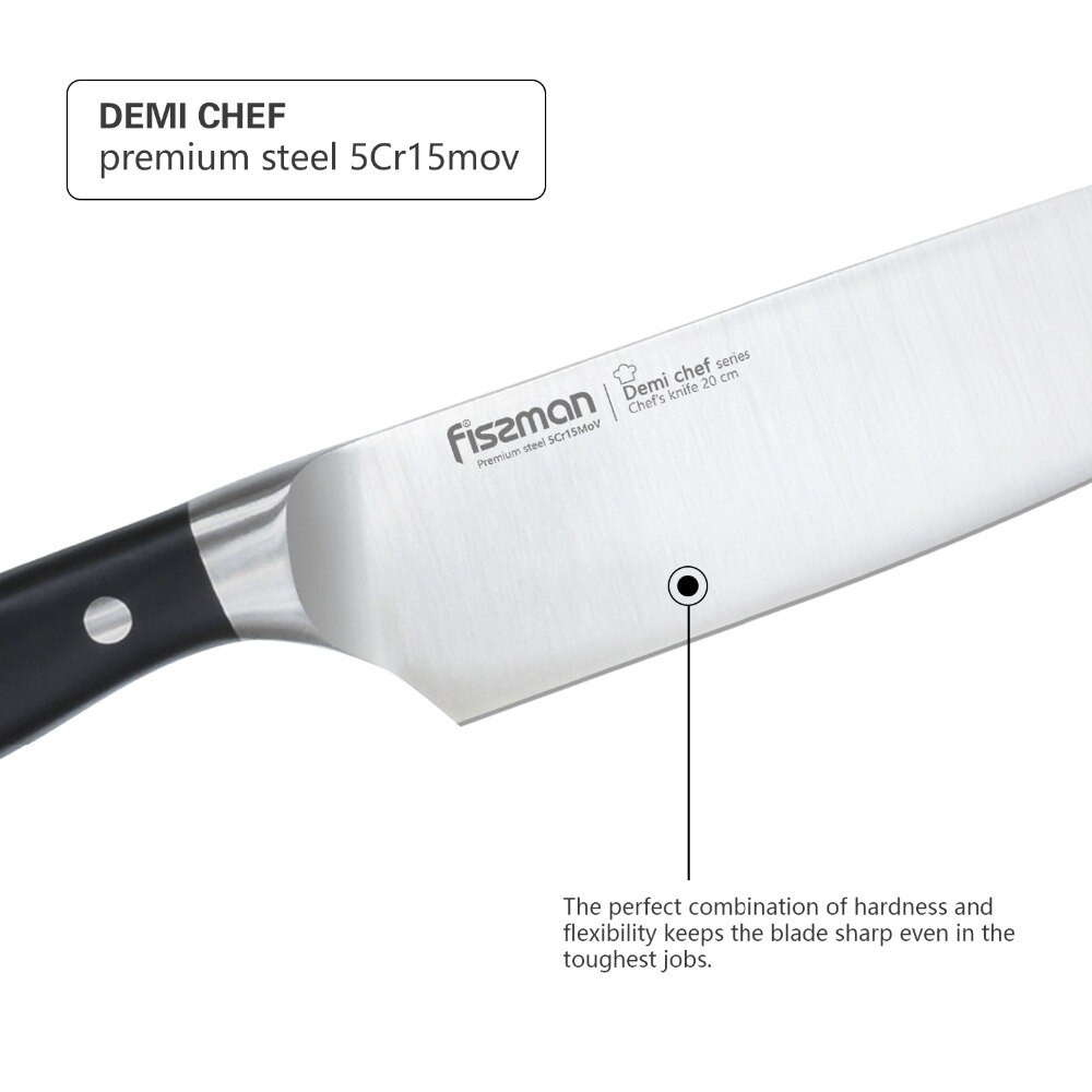 FISSMAN Demi Chef Series German Steel Kitchen Knives Utility Chef Santoku Cheese Knief