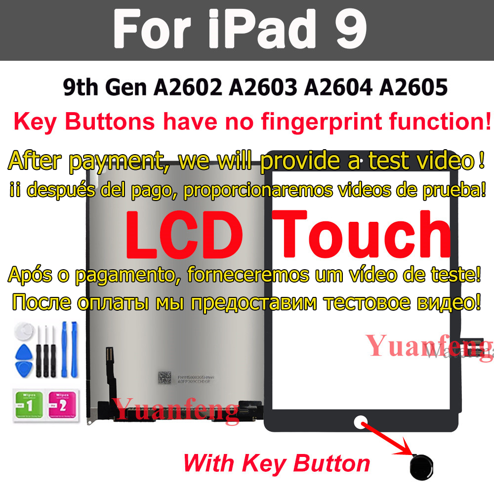 10.2 "LCD + Touchscreen Voor iPad 10.2 7e Gen A2197 A2198 A2200/8th A2270 A2430/9th A2602 A2605 LCD-scherm: Rood