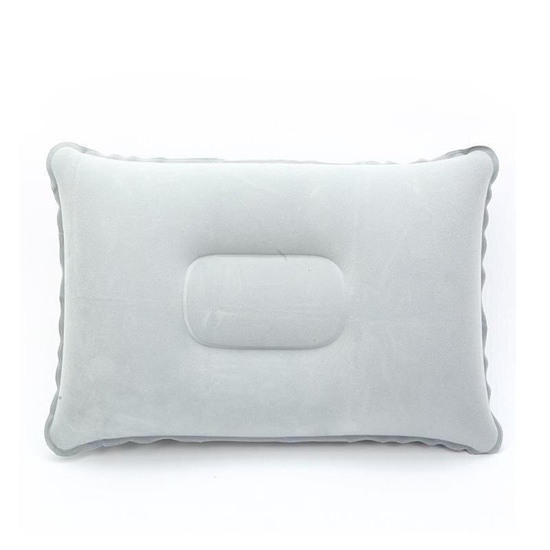 Inflatable Pillow PVC Nylon Sleep Air Pillows Ultralight Home Cushion Camping Travel Hiking Beach Car Plane Head Rest Camp Gears: grey