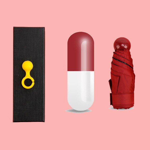 Capsule Mini Paraplu Ultralichte Paraplu Pocket Zwart Rubber Zonnebrandcrème Paraplu Reclame Paraplu 6K Clear Paraplu: Rood