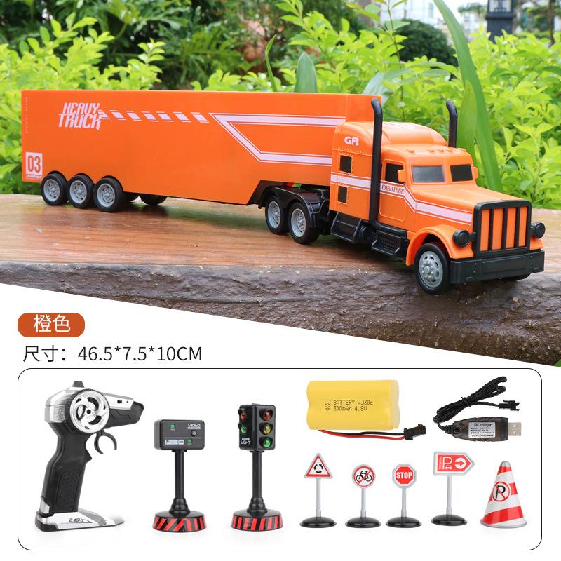 RCtown – camion-remorque télécommandé 2.4G 1/16, jouet de Simulation de Transport, modèle de voiture de garçon: Orange