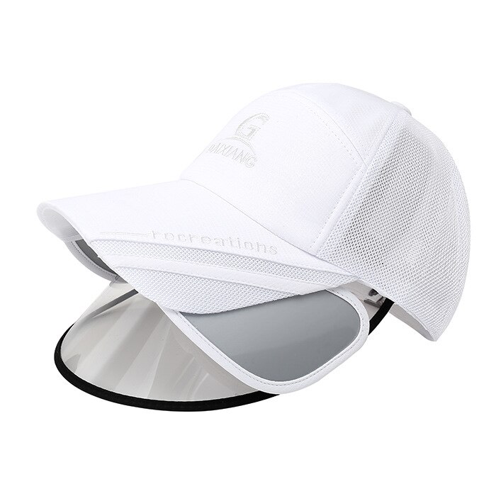 Sun Visors for Women Men Face Cover Protection Sun Shield Visor Hats Adjustable Long Visor Brim Face Shield Anti-Droplet Unisex: White