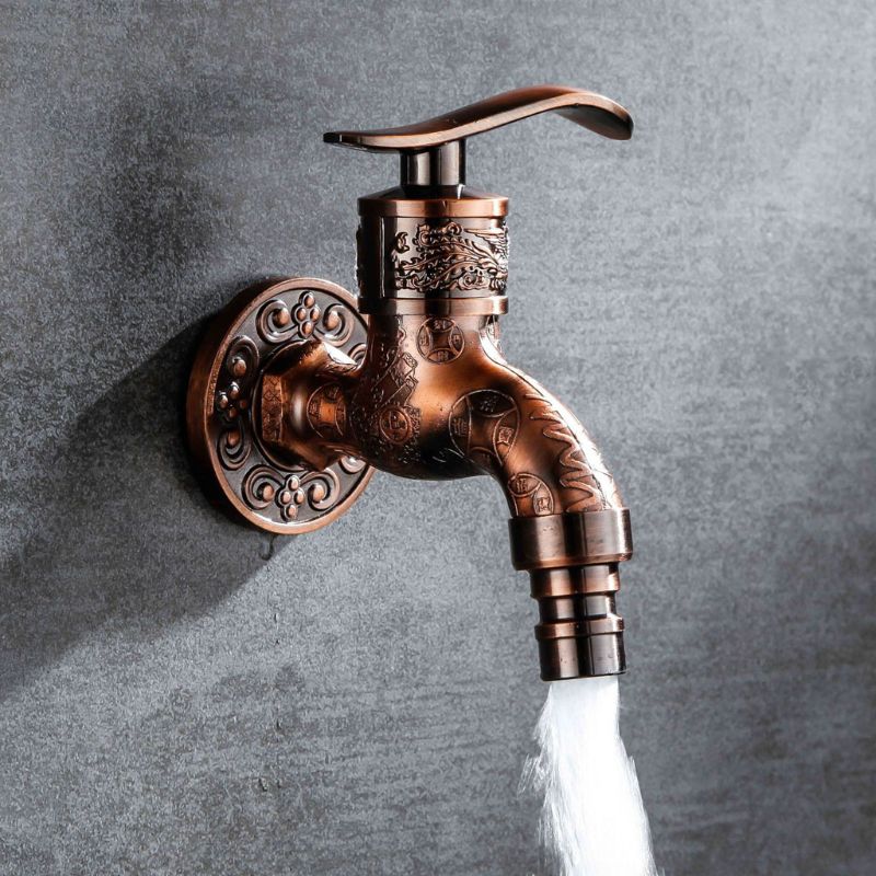 Grifo antiguo de bronce montado en la pared, grifo de fregadero de agua, grifo de lavadora Vintage, manguera de jardín al aire libre, grifo único de agua fría