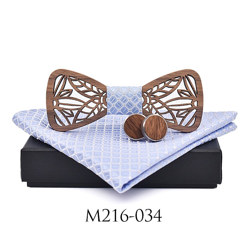 ZDJMEITRXDOOW holz fliege einstellen und Taschentuch Bowtie Krawatte Cravate Homme Noeud Papillon Mann Corbatas hombre Pajarita: 034