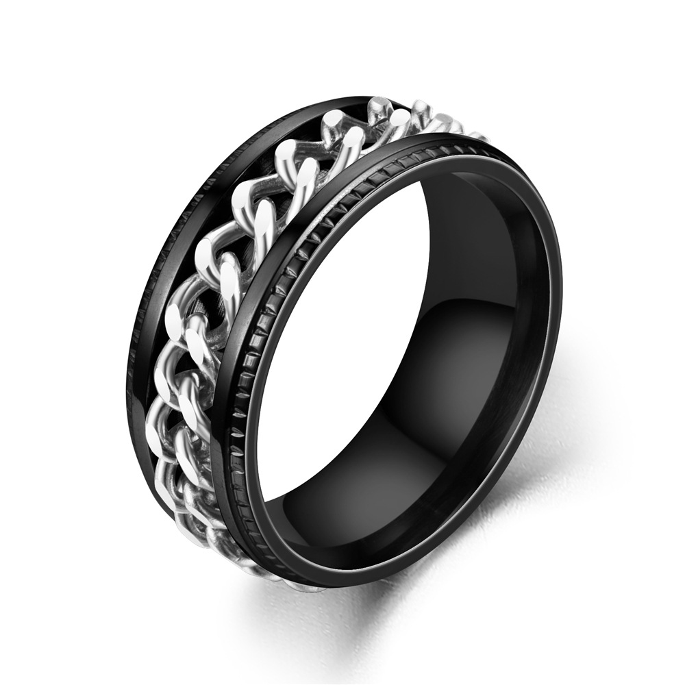 I metal spinner fidget fede ringe til mænd rustfrit stål roterbar kæde angst lindring spinning ring anillo antiestres: 6 / Rød