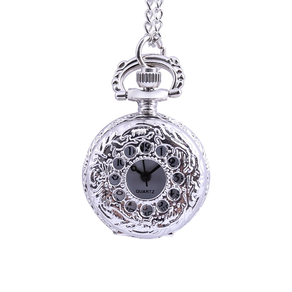 Vintage Round Dial Quartz Small Pocket Watch Classical Roman Scale Pocket watch man woman kid necklace clock Couple old man: B