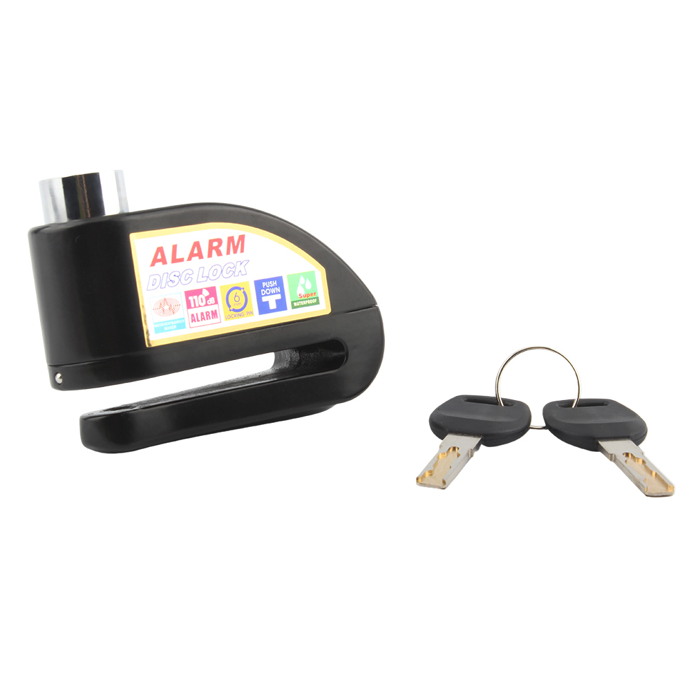 Motorrad Scheibenbremse Alarmschloss Rad Scheibenbremse mit Schlüssel Motorrad Rolle Fahrrad Aluminiumlegierung Wasserdichtes Diebstahlsicherungsschloss: Schwarz