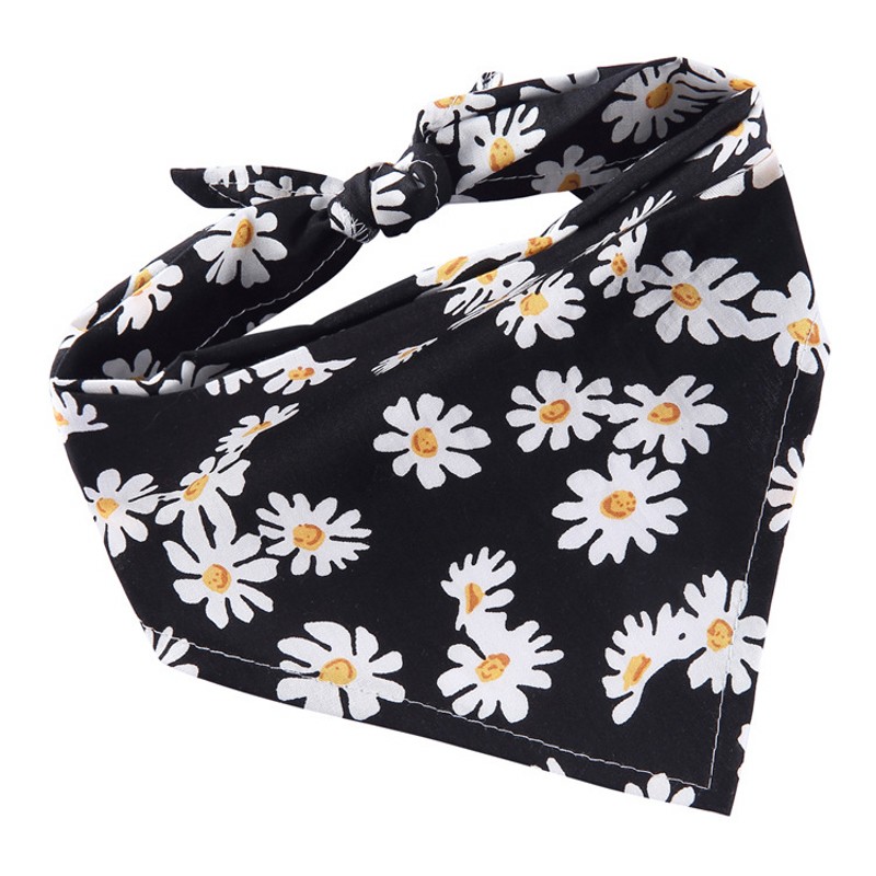 Chien Bandana coton chien bavoirs noir blanc rayé chien Triangle serviette mignon lavable noël Halloween chien Bandana écharpe: L / YELLOW