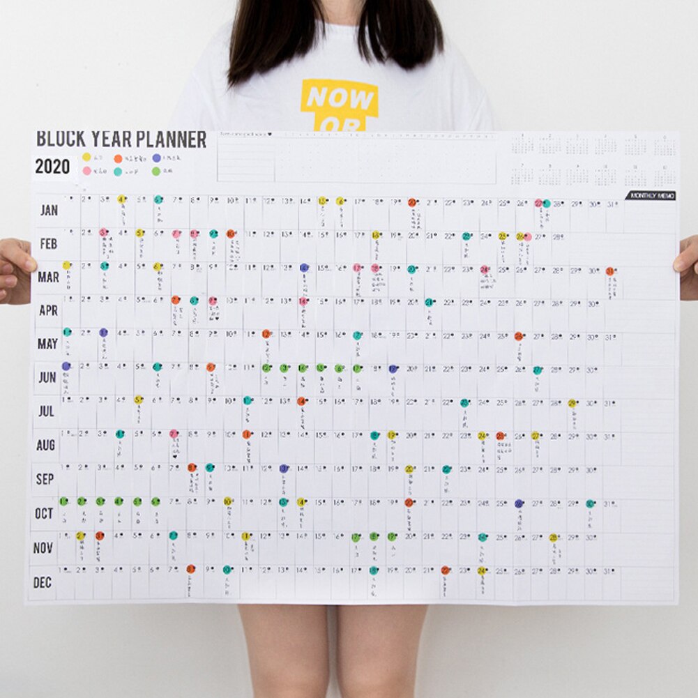 Yearly Calendar Year Planner Memo Organiser Annual Schedule Daily With Sticker Dots Wall Planner Stationery Office Supplies