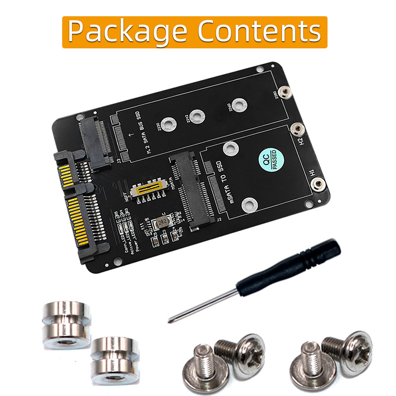 Adaptateur M2/mSATA vers SATA 2 en 1, clé B SSD / mSATA SSD vers SATA3.0 6G 2.5 pouces, convertisseur, carte Riser pour PC portable