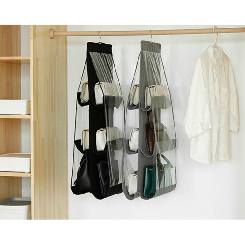 6 Pocket Folding Opknoping Handtas Opslag Houder Organizer Rack Firm Slaapkamer Haak Hanger
