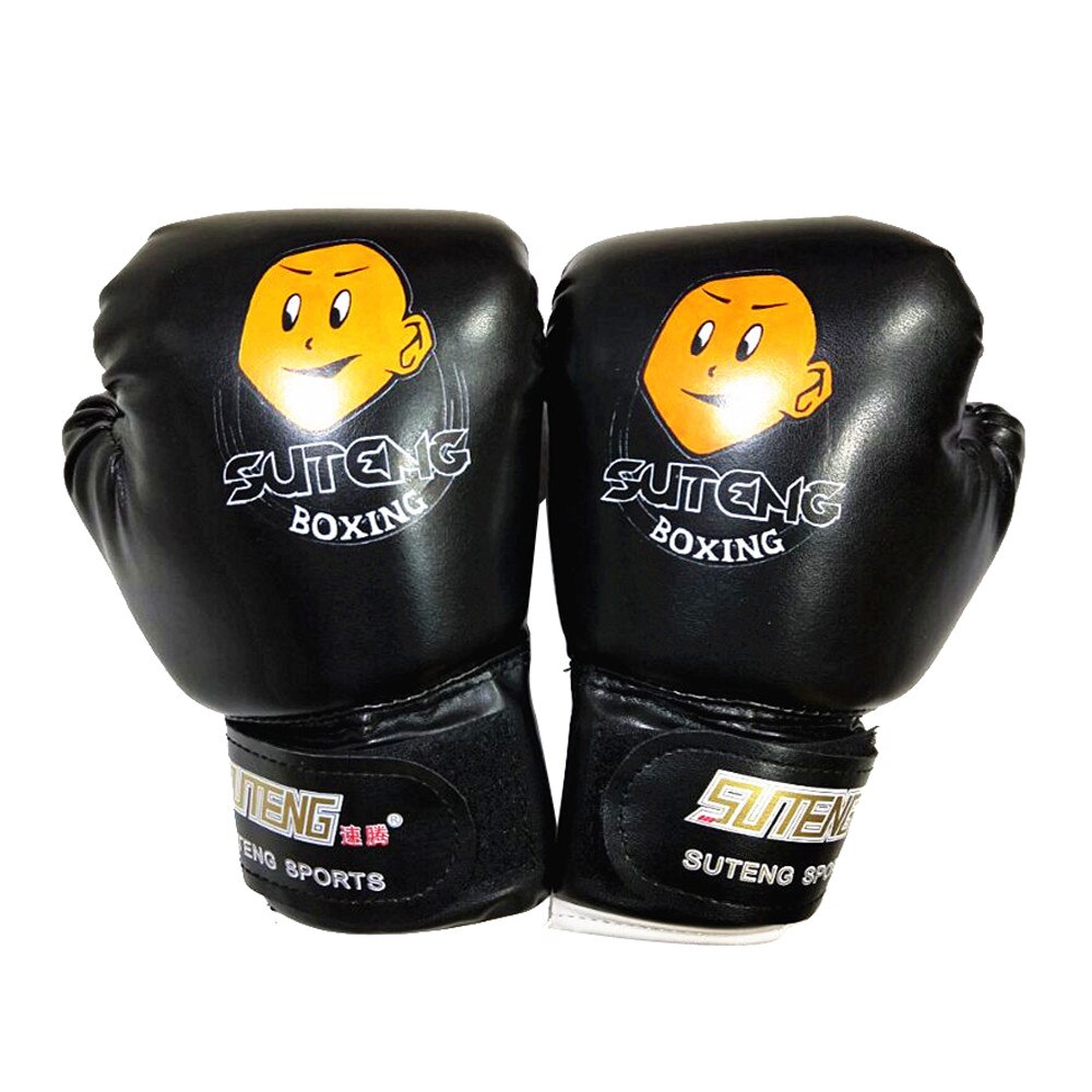 Kick Boxing Gloves PU Karate Muay Thai Guantes De Boxeo Free Fight Sanda Training Kids Age 3-12 Punching Bag Sparring Traing S6: Black