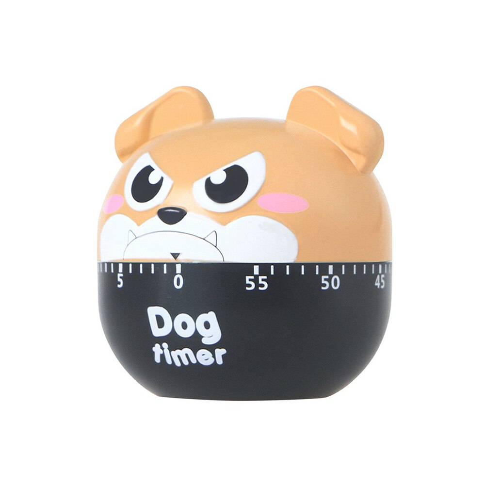 1PC Funny Lovely Animal Dog Timer Cartoon Kitchen Mechanical Clock Set Time Reminders Countdown Cooking Tools Supplies: Khaki