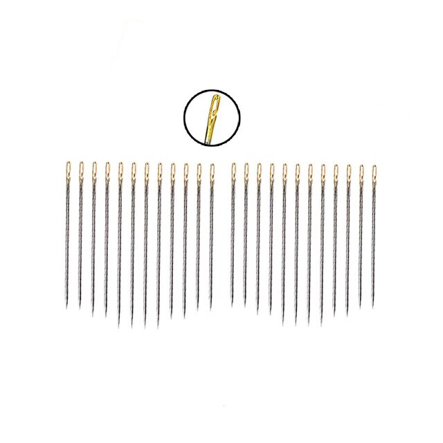 24pcs Self threading Needles Embroidery Stitch Sewing Needle & Wooden Needle Case DIY Needlework Sewing Accessories: 24pcs gold