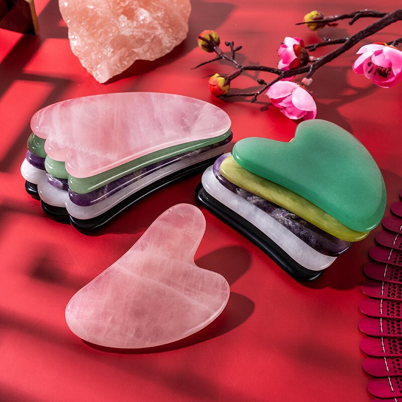 Natuurlijke Jade Gua Sha Schraper Board Massage Rozenkwarts Jade Guasha Steen Voor Gezicht Hals Skin Lifting Rimpel Remover Schoonheid zorg