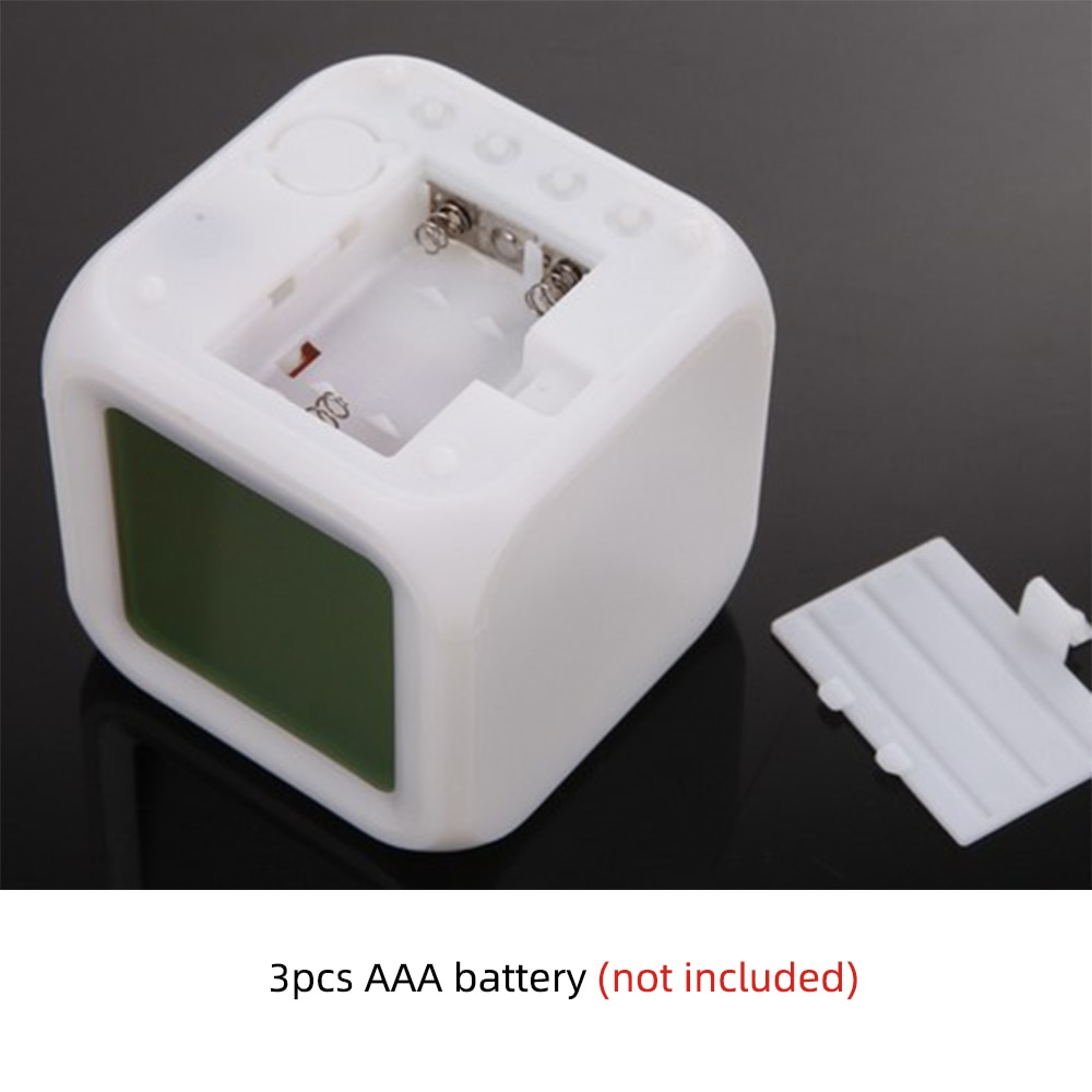 7 Colors LED Change Electronic Clock Digital Alarm Clock Night Kids Alarm Clock Home Decoration Thermometer Glowing Cube