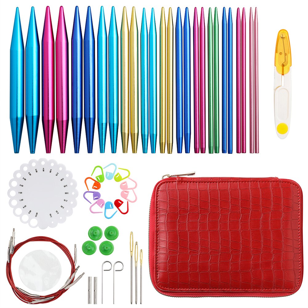 13pair Crochet Needles with Accessories Circular Sweater Needle Kit Sewing Beginners Interchangeable Aluminum Knitting: A